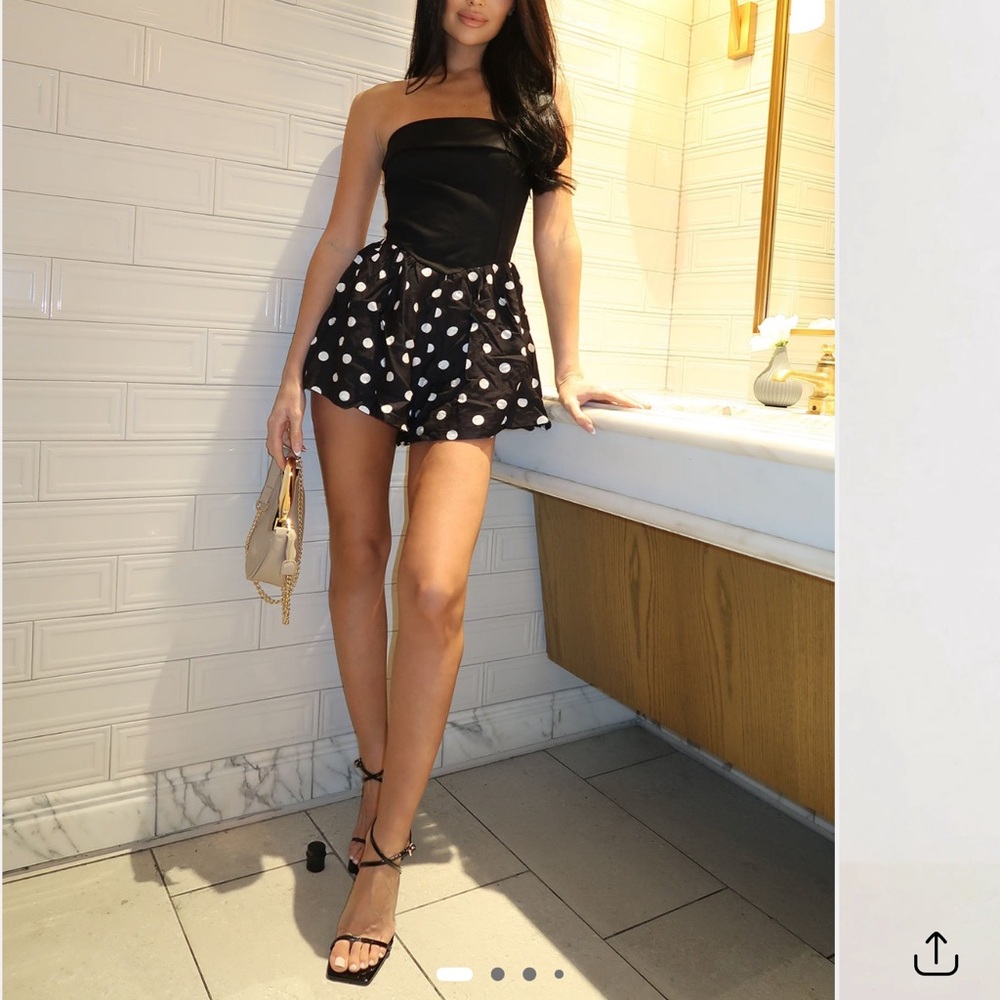 Fashion Nova Black and White Polka Dot Romper